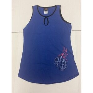 Harley-Davidson Tank Top Women L Blue Keyhole Graphic Wisconsin Biker Americana